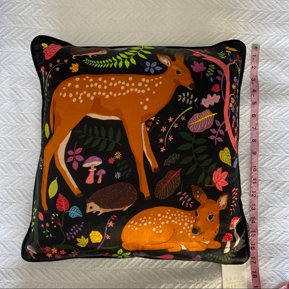 Karen Mabon “Flora and Fawns” cushion pillow (20" x 20") - Picture 6 of 9